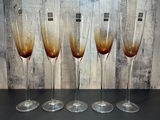 5 Roscher & CO. Blown Glass Champagne Flute Glass Clear  Air Bubbles picture