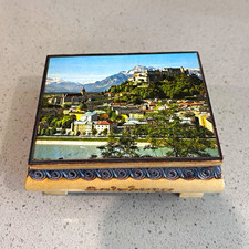 Vintage Salzburg Austria Wooden Music Box Hohensalzburg Fortress Souvenir picture