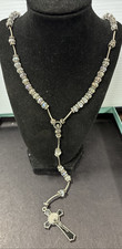 Vintage INRI Silver Tone Beaded Rosary with Cross Size 24