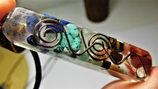Resin Pendant with Natural Stones and Copper Sacred Spiral Coil picture