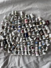 121 Vintage Collectable Porcelain & Bone China Souvenir Thimbles Mixed Job Lot picture