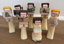 Lot 7 Vintage 1955 Angel Choir Girl Christmas Figurines Hand Carved Hand Painted picture