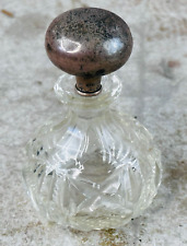 vtg cut glass perfume bottle w stamped 1000 sterling silver stopper picture