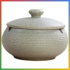 Ceramic Ashtray Lid Windproof Smoker Ash Holder Desktop Home Office Gray picture