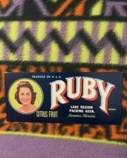 Vintage 1920s-1940s Ruby Citrus Crate Label 🍊 Tavares FL, Pretty Girl Portrait picture
