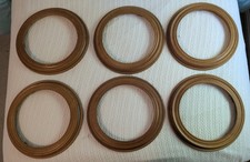 Lot of 6 Vintage Van Hygan Smythe Round Wood Collector Plate Frames - Fits 8.5