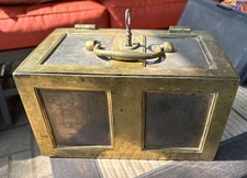Vintage 1800's Strongbox Weighs Over 16 Lbs. Great Condition W Original Key picture