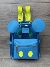 Disney Parks Loungefly Disneyland Neon Blue Clear Backpack Mickey Mouse picture