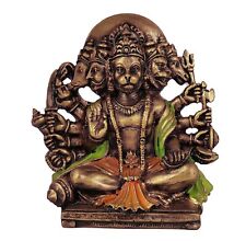 Handcrafted Resin Panchmukhi Hanuman Murti/Statue for Home/Office/Temple, Golden picture