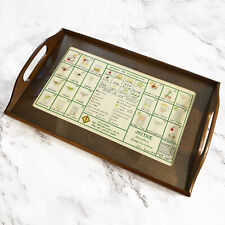 RARE Vintage 70s 80s Wood Tray with Handles - Cross Stitch Cocktail Bar Drinks picture