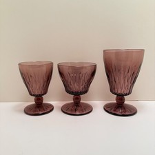3 Vintage Hazelware Moroccan Amethyst Footed water goblet and juice glasses picture