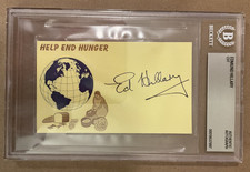 Sir Edmund Hillary Everest World Hunger Signed Cut/Card Beckett picture