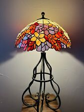 Vintage Stained Glass Tiffany Style Table Desk Lamp Floral Design Unique   picture