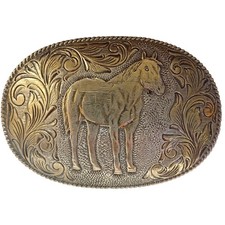 84.7grSan Carlos Crumrine 1970s Western Horse Sterling Silver Santa Ana Buckle  picture