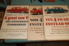Lot of 4 Vintage Print Ad by Studebaker Champion, Commander 1950's VG+ picture