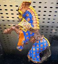 Blue & Gold Armored Rearing Horse Figurine Model Horse Collectible picture