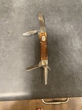 Vintage Cattaraugus Whitt-L-Kraft D2589 Boy Scout Utility Knife Jigged Bone USA picture