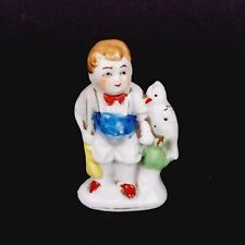 Vintage Porcelain Little Boy with Parrot Bird 2.75