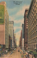 Postcard IL: State Street Looking North, Chicago, Linen Posted 1954 picture