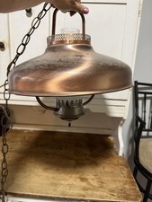 Vintage Copper Swag Lamp with Hurricane Glass Shade hanging plug picture