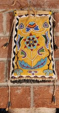 REDUCED. Early 20th Century Native American Apache Beaded Bag Deer Skin OFFERS picture