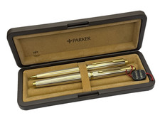 Rare SET Parker 75 Florence Vermeil Sterling Silver Fountain Pen & Ballpoint 18K picture