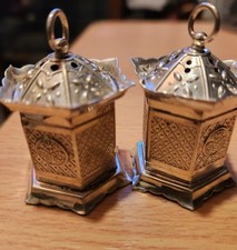 Vintage Mitsui O.S.K. Transport Lines sterling silver pagoda salt shaker, 1930s. picture