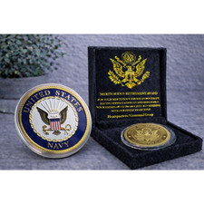 US NAVY Commemorative Challenge Coin come w/ Retirement Award picture