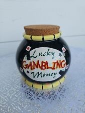 Bella Casa Lucky Gambling Money Cork Top Colorful Ceramic Jar by Ganz picture