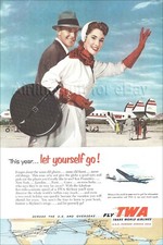1953 TWA Trans World Airlines Lockheed CONSTELLATION Skyliner AD airways advert picture