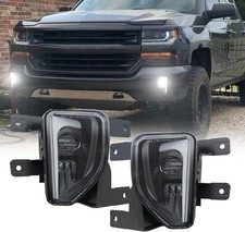 LED Fog Lights 2016-2018 Chevy Silverado 1500 Bumper Lamps W/DRL Halo Black picture