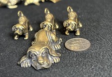 4 Brass Puppy Dog Animal Statue Small Sculpture mom and puppies picture