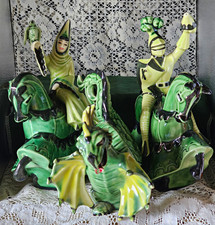 Vintage Ceramic Arts Studio Medieval Set St George Lady Rowena Archibald Dragon picture