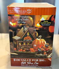 Department 56 Village Halloween Jack’s Pumpkin Carving Studio House Lighted NIB picture