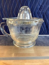 Vintage Ribbed Clear Glass 16 oz 2 Cup Measuring Cup w/Juice Reamer Top picture
