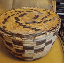 **AWESOME  VINTAGE NATIVE AMERICAN TOHONO O ODHAM COVERED  BASKET NICE * picture