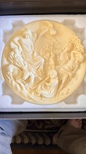 Vintage 1987 Studio Dante Volteradici Christ Entry Jerusalem Alabaster Plate 8.5 picture