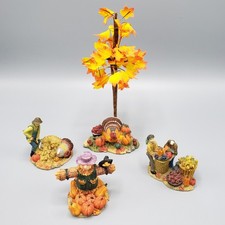 Lot of 4 Harvest Bounty Village Accessory Figure Tree Fall Autumn Decor CHIPPED picture