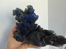 3lb Labradorite Crystal Fish Carving 9’inch Wide, Blue Flash picture
