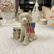 Lenox Patriotic Puppy Golden Retriever Dog Statue Figurine Ornament Home Decor picture