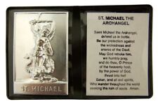 Metal Patron Saint Michael Plaque with Prayer in Leatherette Folder, 2 1/4 Inch picture