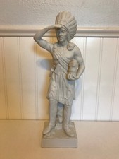 Antique Victorian Parian Ware Bisque Porcelain Native American Indian Match Hold picture