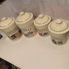Mint Vtg Treasure Craft The Cook's Nook 4-Piece Canister Set 1980s Farmhouse picture