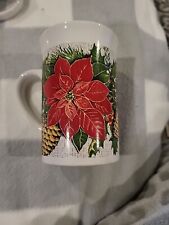 Royal Norfolk Christmas Poinsettia Holiday Coffee Tea Mug Holly Berry Pinecone picture