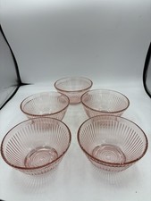 Federal Glass Pink Depression Bowls Ribbed Small Mixing Cereal 5.25