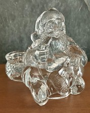Crystal Clear Industries Santa Claus Candleholder Figurine Molded Glass 5