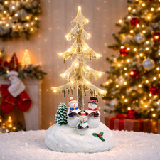 Acrylic LED Lighted Icicle Tree 13 Inch Battery Operated Christmas Village Decor picture