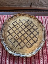 Vintage MCM Italian Florentine Gilt Wood Serving Tray 17