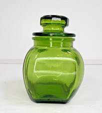 Vintage Green Glass Apothecary Canister Storage Jar 4.75 in Tall May Be Wheaton? picture