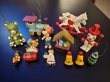 Vintage Lot Of Wooden Christmas Ornaments Variety Horse Snowman Russ Teddy Bear picture